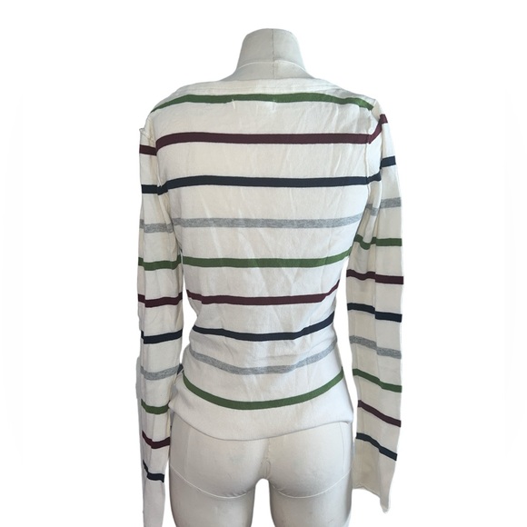 AEROPOSTALE | BUTTON DOWN V NECK STRIPED POCKETED LONG SLEEVE SWEATER MED - Picture 3 of 7